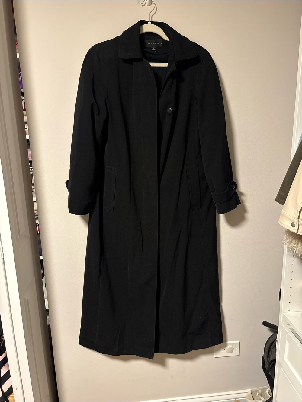 Vintage Gallery Black Hooded Trench Rain Coat 4